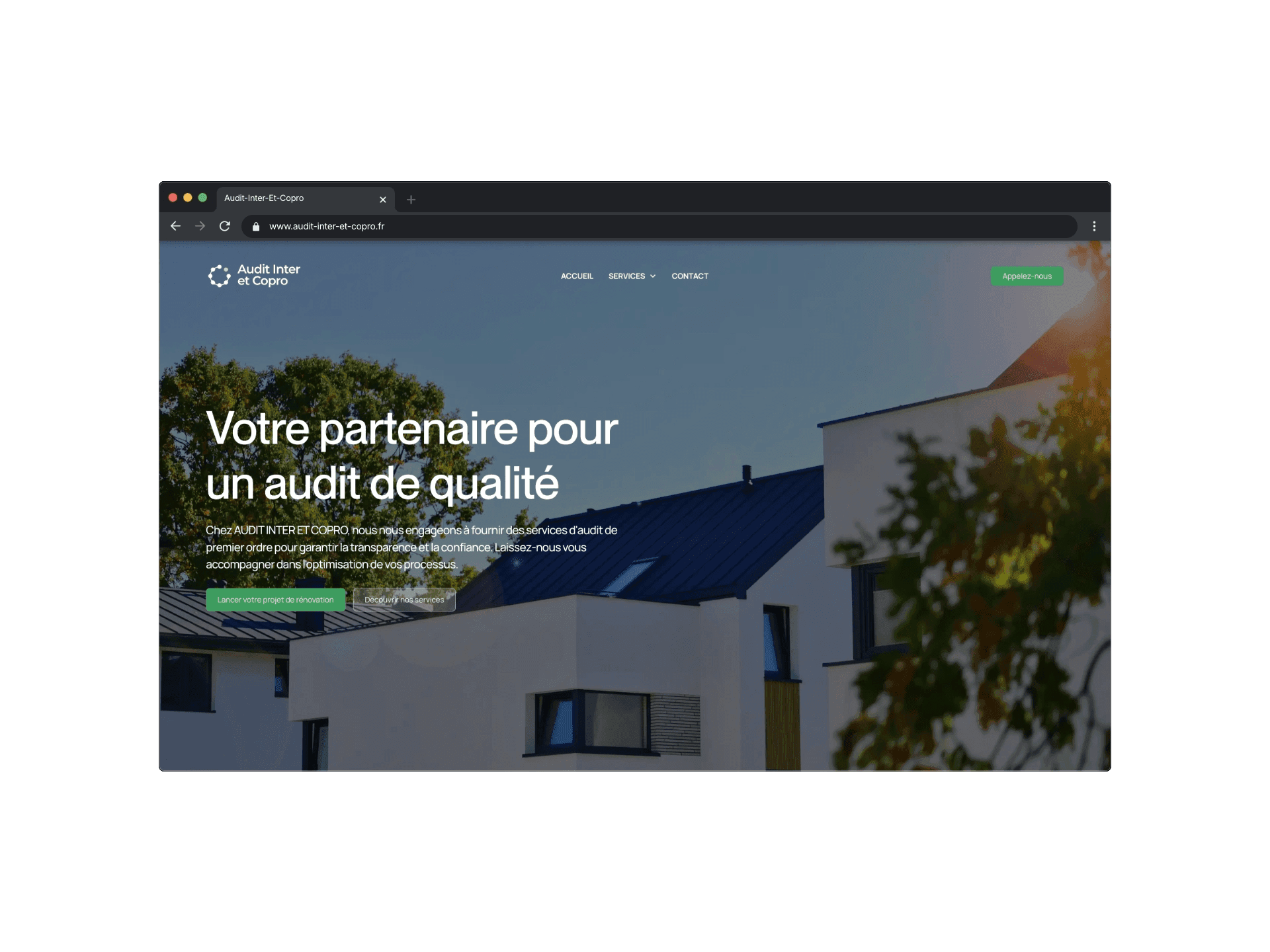 Site corporate Audit Inter et Copro avec animations GSAP